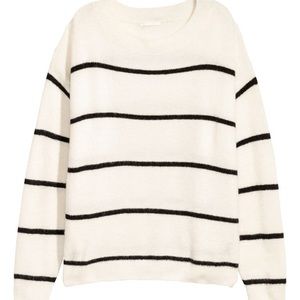 H&M, fine-knit, black and white striped sweater